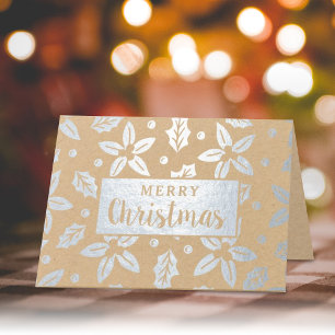 Tarjeta Con Relieve Metalizado Flores de Navidades festivos