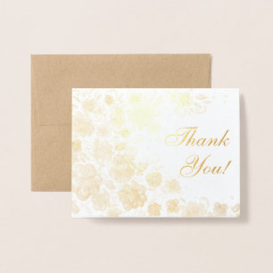 Tarjeta Con Relieve Metalizado Flores de Oro Gracias