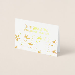 Tarjeta Con Relieve Metalizado Flores doradas