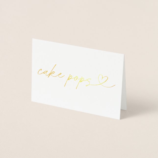 Tarjeta Con Relieve Metalizado Foil Cake Pops Food Label Wedding Table Card (Anverso)