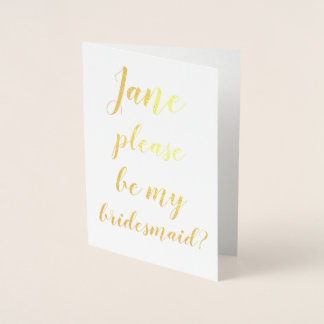 Tarjeta Con Relieve Metalizado FOIL ¿Serás mi dama de honor NOVIA Personalizado