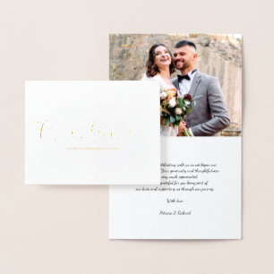Tarjeta Con Relieve Metalizado Foto agradecimiento boda Forever Grateful Foil