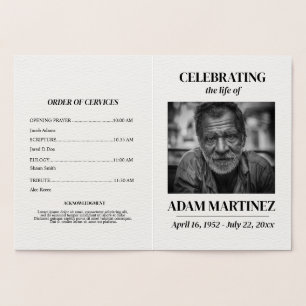 Tarjeta Con Relieve Metalizado Foto Celebración Funeral de la Vida Memorial