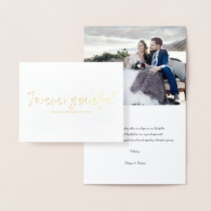 Tarjeta Con Relieve Metalizado Foto de agradecimiento de boda chic eternamente ag