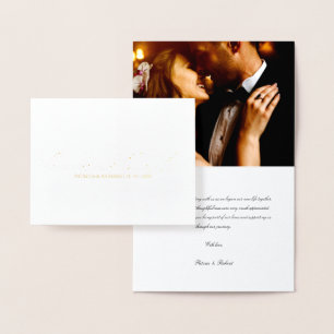 Tarjeta Con Relieve Metalizado Foto de agradecimiento de boda de amor y gracias