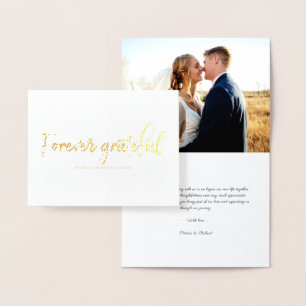 Tarjeta Con Relieve Metalizado Foto de agradecimiento de boda elegante para siemp