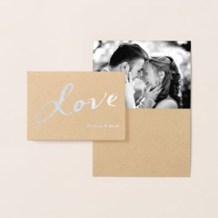 Tarjeta Con Relieve Metalizado Foto de amor de Relieve metalizado plateado gracia