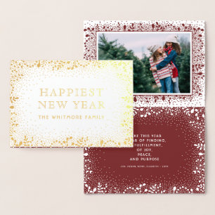 Tarjeta Con Relieve Metalizado Foto escarchada del día de fiesta de las ramas