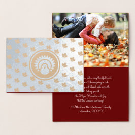 Tarjeta Con Relieve Metalizado Foto personalizada | Hojas de otoño, Día de Acción