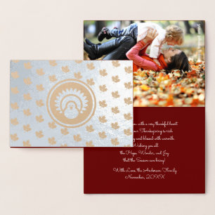 Tarjeta Con Relieve Metalizado Foto personalizada   Hojas de otoño, Día de Acción