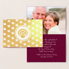 Tarjeta Con Relieve Metalizado Foto personalizada | Hojas de otoño, Día de Acción