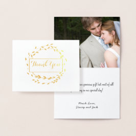 Tarjeta Con Relieve Metalizado Foto Relieve metalizado dorado Leaf Wreath Boda Gr