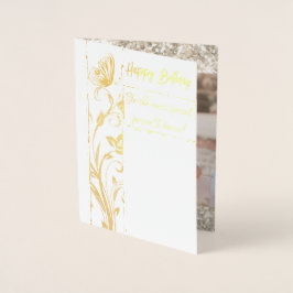 Tarjeta Con Relieve Metalizado Fotos de mariposa con esparkling de oro Cumpleaños