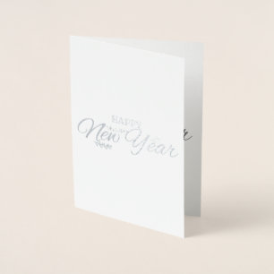 Tarjeta Con Relieve Metalizado Fotos divertidas de época - Año Nuevo - plata