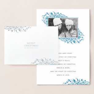 Tarjeta Con Relieve Metalizado Fotos navideñas de heladas de invierno