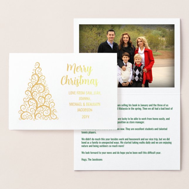 Tarjeta Con Relieve Metalizado Fotos navideñas navideñas modernas Carta de oro de (Demostración)