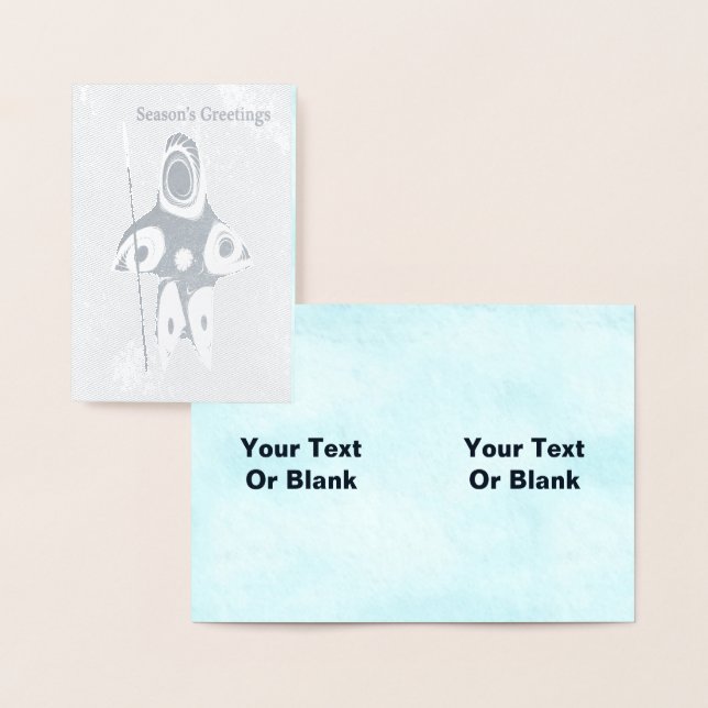 Tarjeta Con Relieve Metalizado Fractal Inuit Hunter - Saludos de temporada (Demostración)