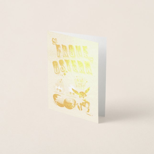 Tarjeta Con Relieve Metalizado Frohe Ostern (Anverso)