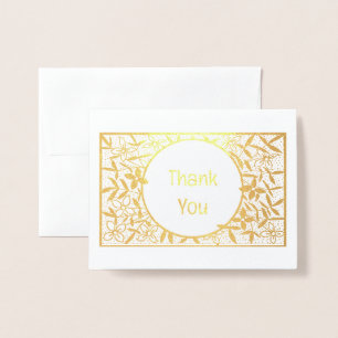 Tarjeta Con Relieve Metalizado Frontera floral Gracias