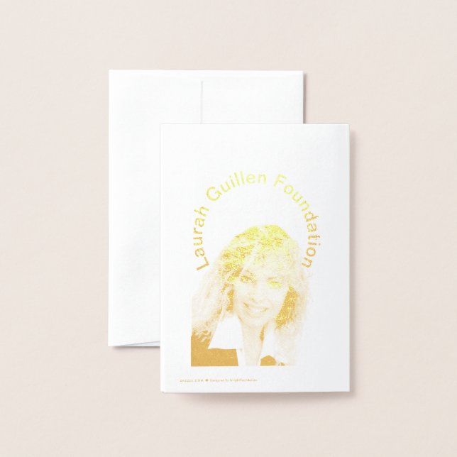 Tarjeta Con Relieve Metalizado Fundación Laurah Guillen Gracias (Reverso con sobre)
