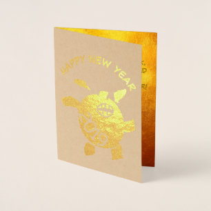 Tarjeta Con Relieve Metalizado Funny 5 Personalizado Año Cerdo Zodiac Cumpleaños 