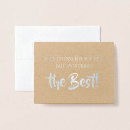 Tarjeta Con Relieve Metalizado Funny Groomsman Propuesta - Lo Mejor