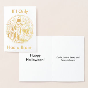Tarjeta Con Relieve Metalizado Funny Scarecrow Custom Names Happy Halloween