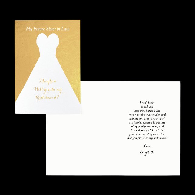 Tarjeta Con Relieve Metalizado Futura hermana Relieve metalizado dorado en poema  (Subido por el creador)