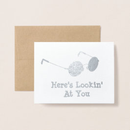 Tarjeta Con Relieve Metalizado Gafas redondas - Aquí están viendo sus especificac