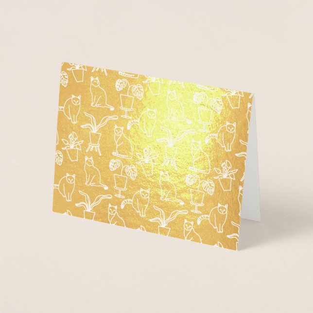 Tarjeta Con Relieve Metalizado Gatos blancos en negro (Anverso)