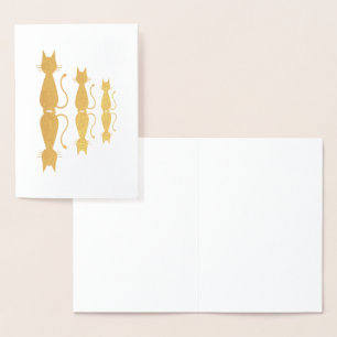 Tarjeta Con Relieve Metalizado Gatos y sombras