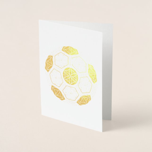 Tarjeta Con Relieve Metalizado geometría sagrada de fútbol (Anverso)