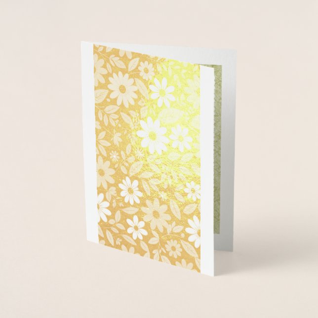 Tarjeta Con Relieve Metalizado Gilded Daisies (Anverso)