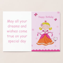 Tarjeta Con Relieve Metalizado Girls Birthday Foil Card