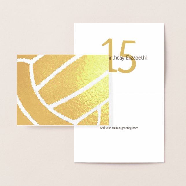 Tarjeta Con Relieve Metalizado Girl's volleyball happy birthday gold foil card (Demostración)