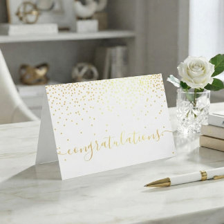 Tarjeta Con Relieve Metalizado Glam Confetti Script Felicitaciones