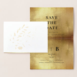 Tarjeta Con Relieve Metalizado Glam Gold Black Monograma Salvar el Relieve metali