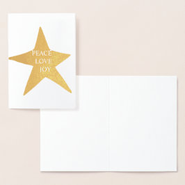 Tarjeta Con Relieve Metalizado Gold Peace Love Joy Star