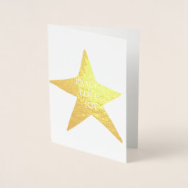 Tarjeta Con Relieve Metalizado Gold Peace Love Joy Star
