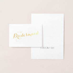 Tarjeta Con Relieve Metalizado GOLD / Silver Bridesmaid Thank You