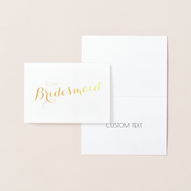 Tarjeta Con Relieve Metalizado GOLD / Silver  | Bridesmaid Thank You (Demostración)