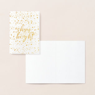 Tarjeta Con Relieve Metalizado Gold Stars Shine Bright