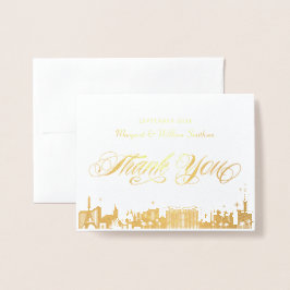 Tarjeta Con Relieve Metalizado Gold Vegas Strip Skyline Las Vegas