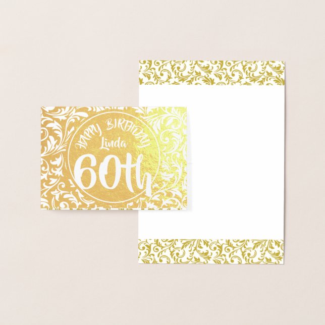 Tarjeta Con Relieve Metalizado Golden Damask 60 cumpleaños HGC personalizado (Demostración)