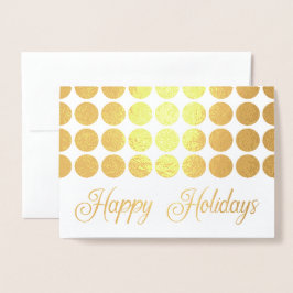 Tarjeta Con Relieve Metalizado Golden Polka Dots Happy Holidays Fancy Script
