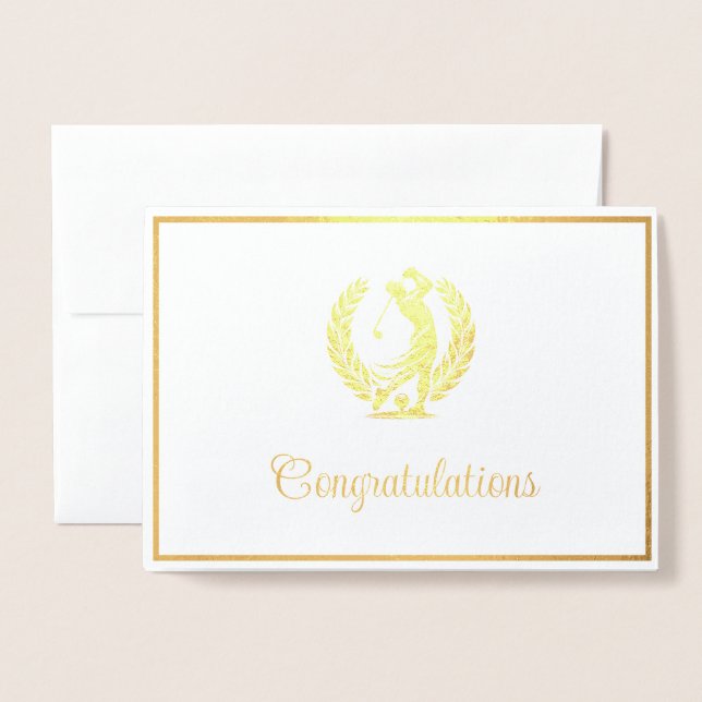 Tarjeta Con Relieve Metalizado Golf (Anverso con sobre)