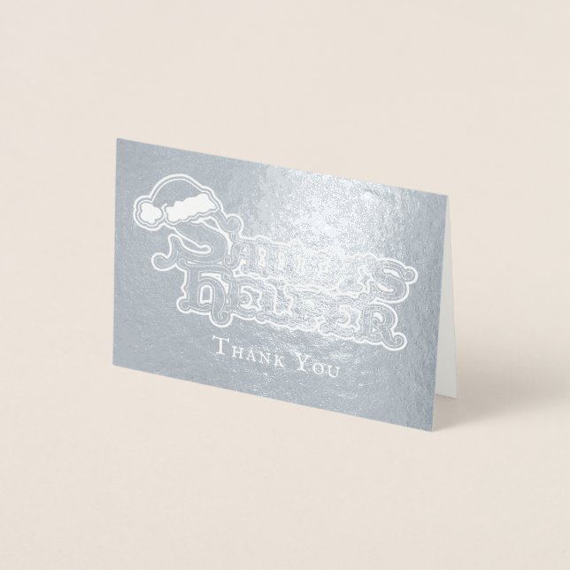 Tarjeta Con Relieve Metalizado Gorro de Santa ayudante de Santa vacaciones (Anverso)