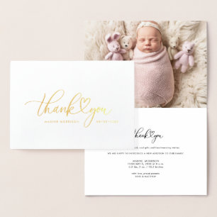 Tarjeta Con Relieve Metalizado GRACIAS Anuncio de nacimiento con letras de pan