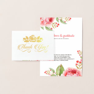 Tarjeta Con Relieve Metalizado Gracias Boda Luxury Floral