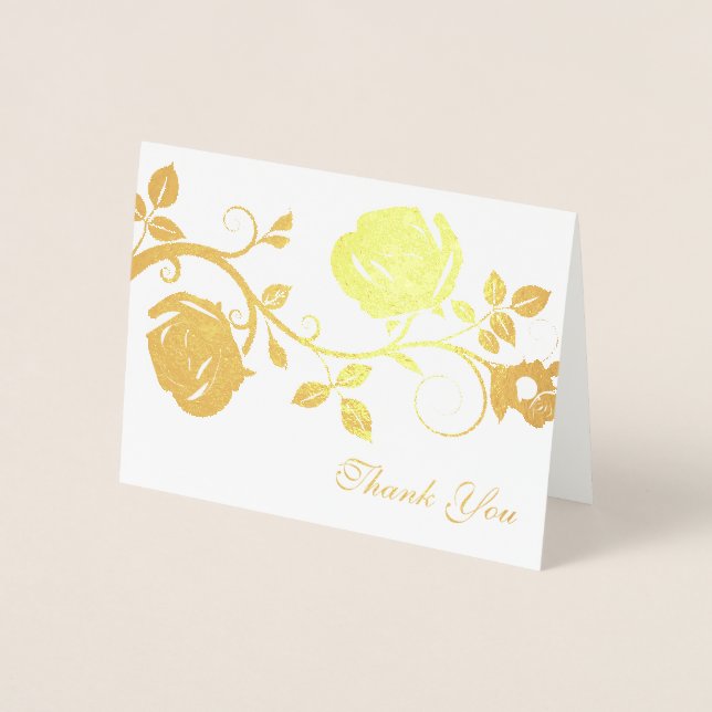 Tarjeta Con Relieve Metalizado Gracias, Card-Rosa Vine (Anverso)